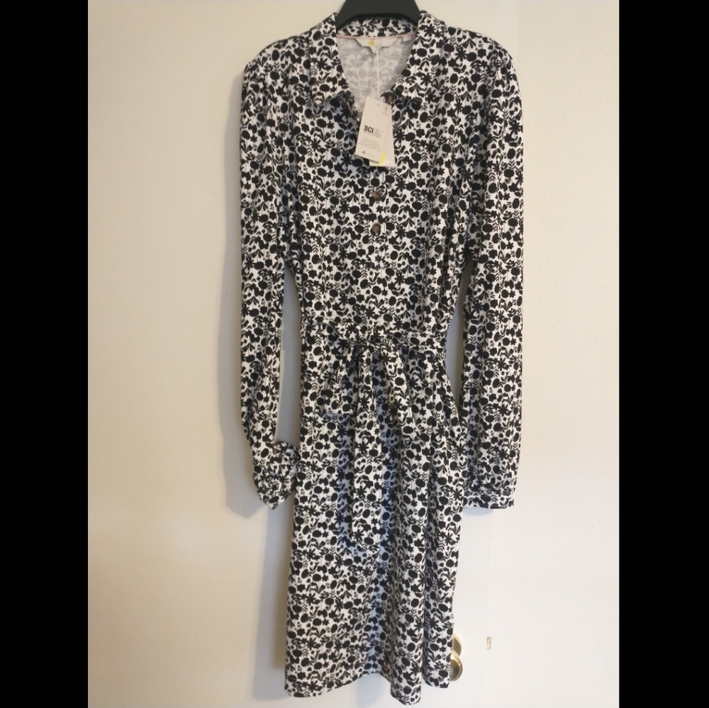 NWT Boden Jersey Belted Cotton Shirt Dress 14L